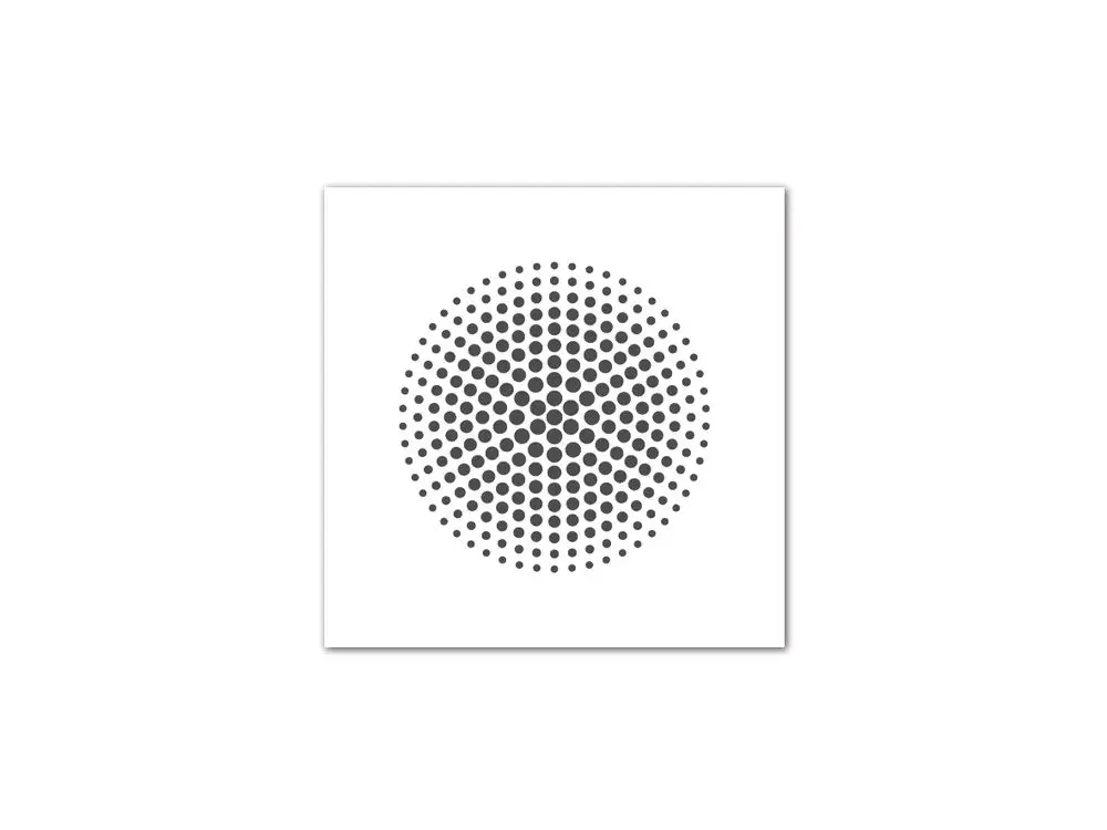 Graues Designgitter mit gleichmäßigen Punkten, auf einem weißen Hintergrund. Produkt von Fränkische, geeignet zur Belüftung oder Lichtdurchlässigkeit in verschiedenen Anwendungen.